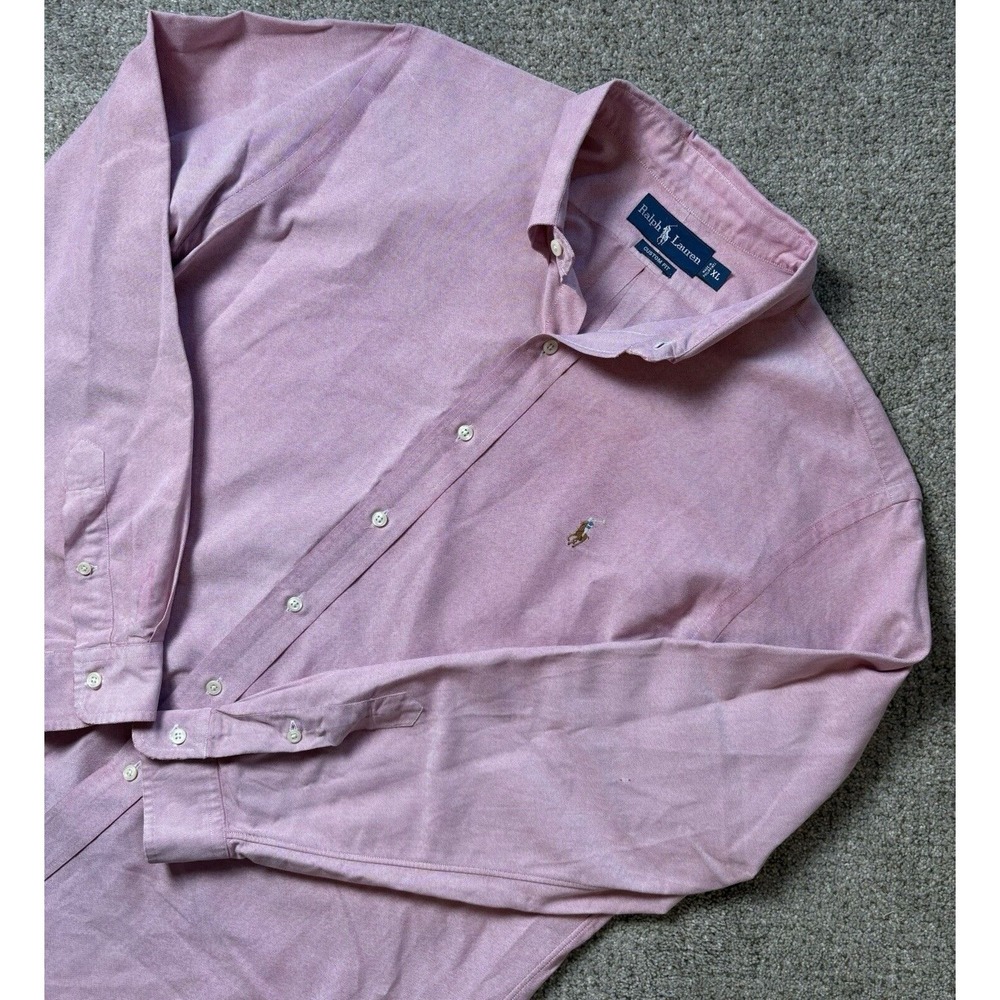 Polo Ralph Lauren‎ Men's Custom Fit Shirt Button Up Extra Large Solid Light Red